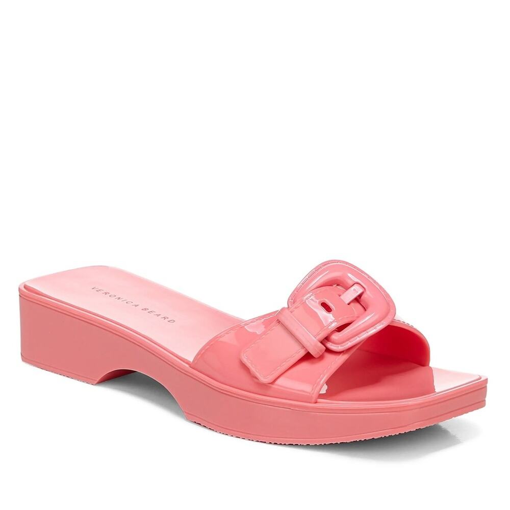 Veronica Beard Davina Jelly Slide Sandal  Dragon Fruit Pink Buckle Women Size 9
